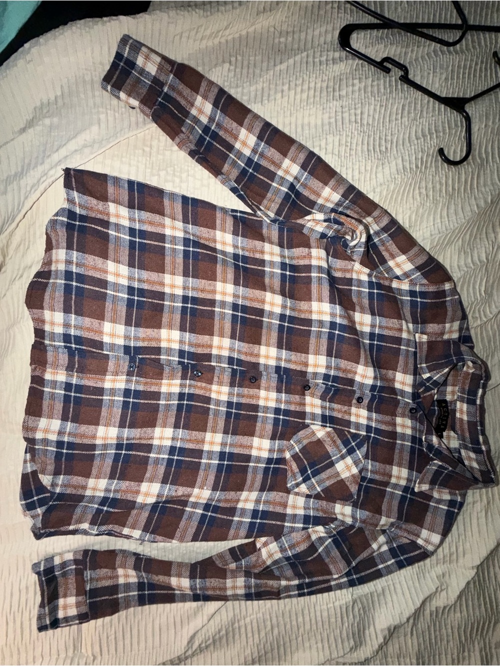 Men's Brown & Navy Plaid Button-Up Shirt